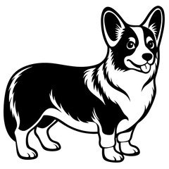 corgi dog, clear and smooth lines, neat minimalist shading, 