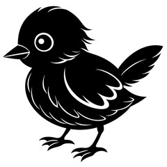 cute baby bird silhouette vector illustration