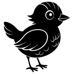 cute baby bird silhouette vector illustration