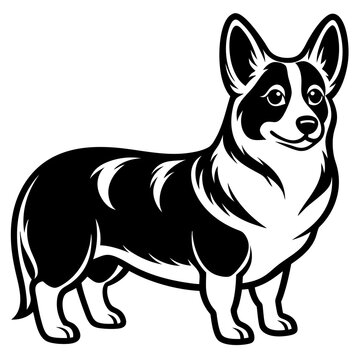 recommend clip art: corgi dog, clear and smooth lines, neat minimalist shading, 