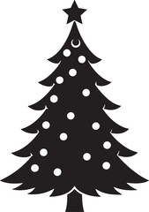 christmas tree with snowflakes illustration black and white