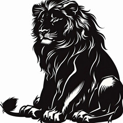 Obraz premium A black and white drawing of a lion