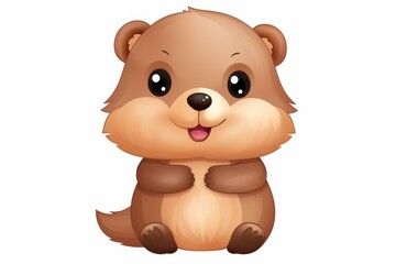 Fototapeta premium Adorable beaver cartoon character design elements with transparent background perfect for animation projects.
