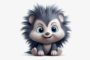 Obraz premium Adorable animated porcupine character design with clear alpha channel for digital art projects.