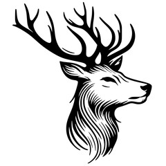 Sketch silhouette of deer head