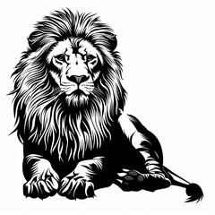 Obraz premium A black and white drawing of a lion