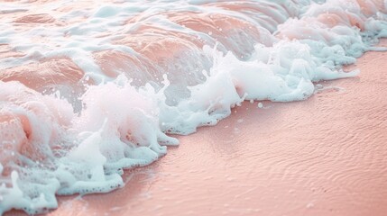 Fototapeta premium Beach scenery with ocean wave sandy texture and Coral Pink filter for photography trend