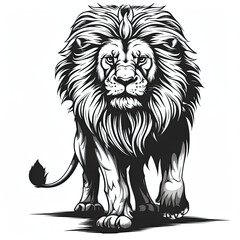 Fototapeta premium A black and white drawing of a lion