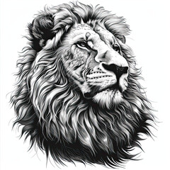 Obraz premium A black and white drawing of a lion
