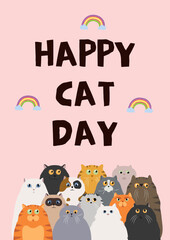 Pink Modern Cat Day Poster  