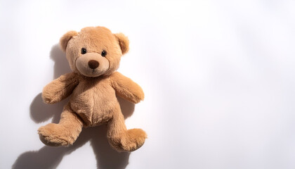 Obraz premium ぬいぐるみ テディベア おもちゃ かわいい 毛皮 クマ 白背景 子供 ソフト ラグジュアリー シンプル