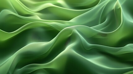 Fototapeta premium Abstract green fabric with smooth, flowing waves. Perfect for backgrounds or textures.