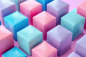 Obraz premium Modern 3D render of pastel blockchain in marketing icons, clean design.