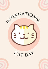 Beige Minimalist International Cat Day Poster 