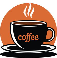 vector art of a coffee cup with Hot Coffee