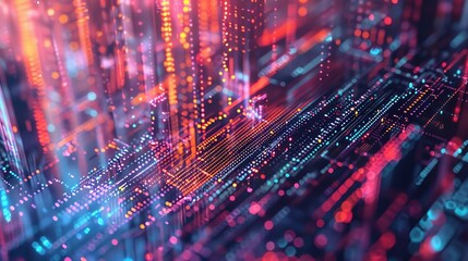 Abstract technology background with colorful digital lines and futuristic data visualization. High-tech cyber display concept.