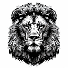 A black and white drawing of a lion