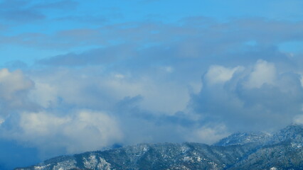 Panorama Of Majestic Mountains. Hills Ang Slopes During Winter Season. Timelapse.