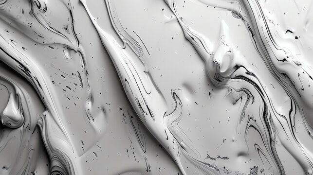 Monochromatic abstract fluid art with dynamic swirling patterns and textures in grayscale, perfect for backgrounds or modern designs.