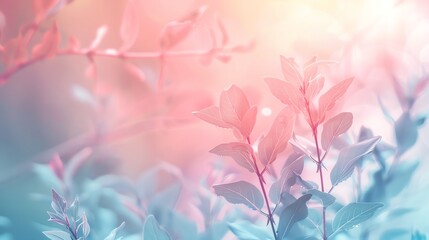 Soft pastel-toned foliage with dreamy bokeh effect, capturing a tranquil and ethereal atmosphere in nature.