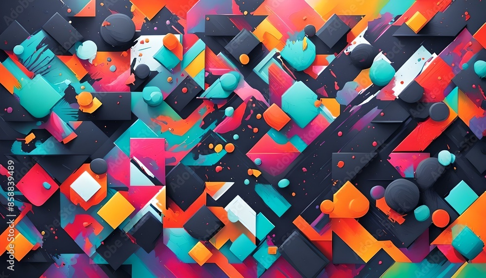 Poster abstract geometric background with colorful shapes. vector illustration.
