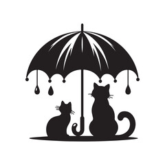Cat Umbrella logo icon silhouette vector art illustration