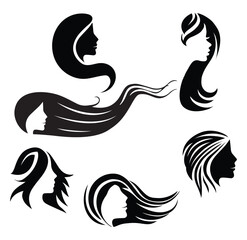 Set of Women's Hair Logo Vector Art