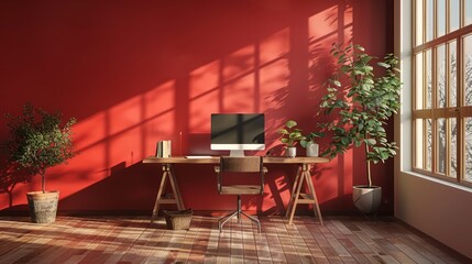 Private office for online meetings There are beautiful background pictures.