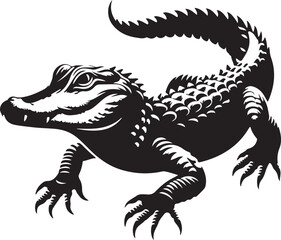 Alligator design black & whote silhouette vector art work EPS file