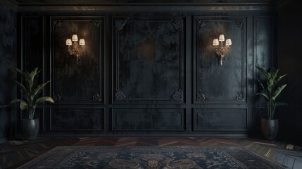 Decorated dark wall