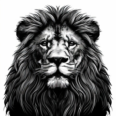 Obraz premium A black and white drawing of a lion