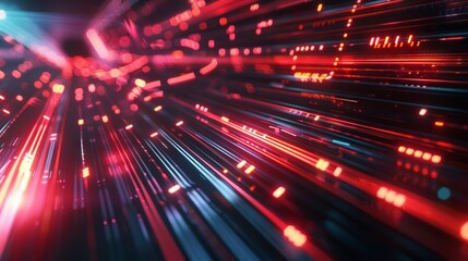 Fototapeta premium Abstract Futuristic Technology Lines Background with Dynamic Light Effects in Blue and Purple Tones