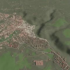 3D illustration of city and urban in Milan Italy