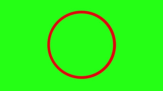 Hand drawn red circle animation green screen