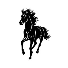 Beautiful Black and White Horse Silhouette