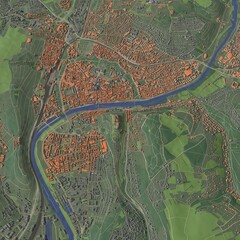 3D illustration of city and urban in Wurzburg Germany