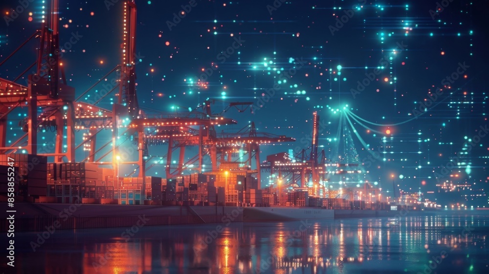 Poster a shipping port uses 5g technology for its security cameras enabling remote monitoring and control o