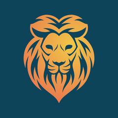 Lion Head Logo Vector with Simple Gradient
