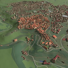 3D illustration of city and urban in Rothenburg ODT Germany	