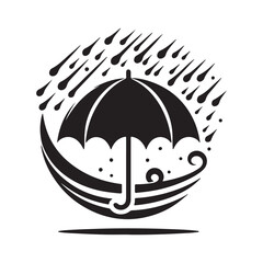Umbrella logo icon silhouette vector art illustration