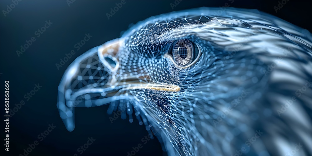 Poster eaglethemed digital wireframe design showcasing polygon technology with lines and points. concept di