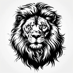 Obraz premium A black and white drawing of a lion