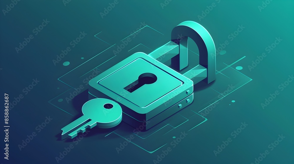 Poster secure digital lock and key for data protection and privacy