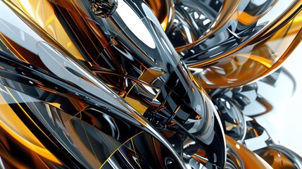 Futuristic Metallic Abstract Background with Orange and Silver Elements