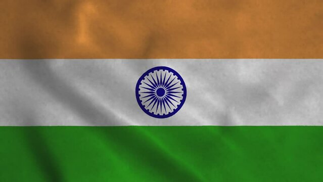 Indian Flag Waving Animation background, Background for Indian Independence Day, Republic Day, Slow Motion of Indian Flag Waving 4K Fabric Texture. Background for August 15, Background for January 26