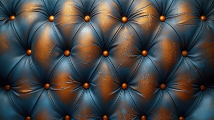 Fototapeta premium Close-Up View of a Brown Leather Texture Sofa Detailing With Tufted Buttons Background