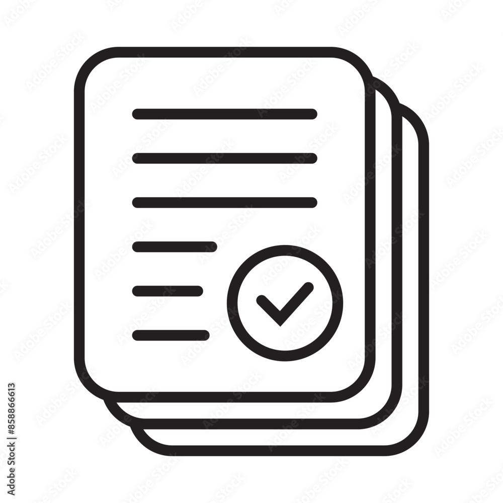Poster document with check mark icon. compliance document icon. approved process. checkmark business concep