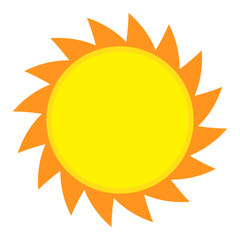 Sun icon in flat style, simple yellow sun.
