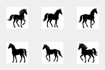 set of horse silhouettes 