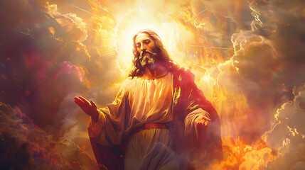 Christian religious symbols depict God and Jesus Christ.